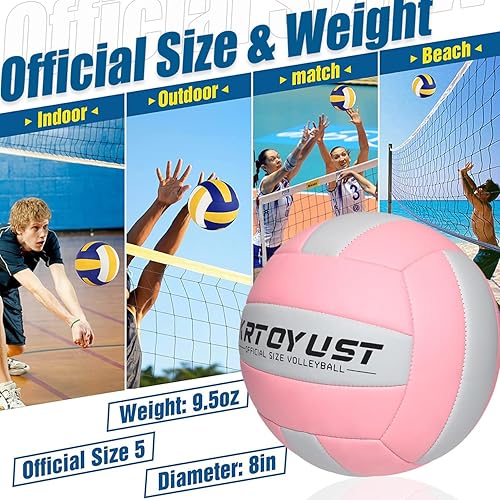 Miniatura 9 de KRTOYUST Voleibol, pelota de voleibol oficial de tamaño 5, voleibol compuesto de alto rendimiento para playa en interiores y exteriores, voleibol de