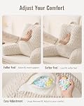 Blissful Diary Oreiller de lecture, oreiller dossier avec mousse de mémoire évasée pour adulte & Enfants, conçus pour le lit et la housse assis, comprend des armoiries, des poches et une couverture lavable, blanc cassé