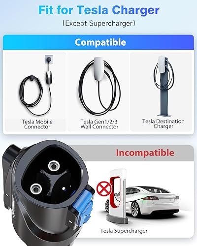 Miniatura 3 de Adaptador de Carga NACS a J1772 - Máx 80 Amp y 250V Adaptador EV J1772 Compatible con Conectores Tesla de Alta Potencia, Cargadores de Destino y