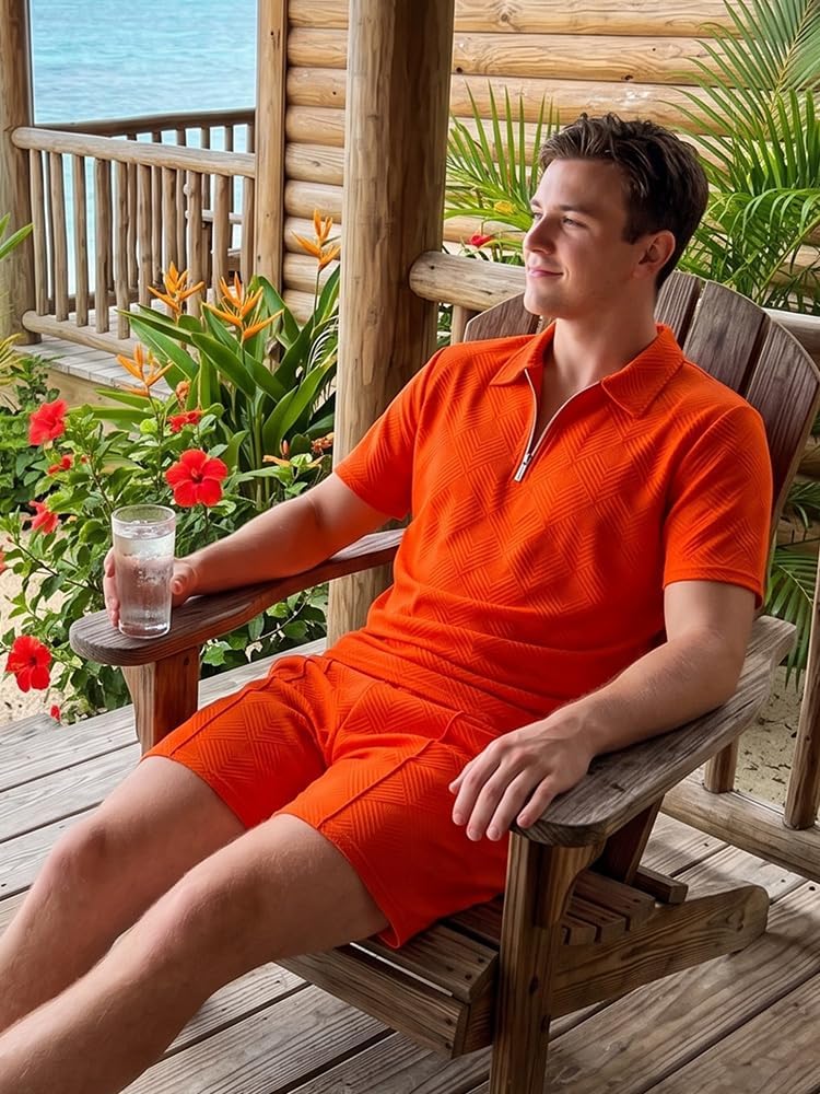 Mens Summer Track Suits 2 Piece Shorts Sets Short Sleeve Sweatsuit casual Outfits Polo Shirts