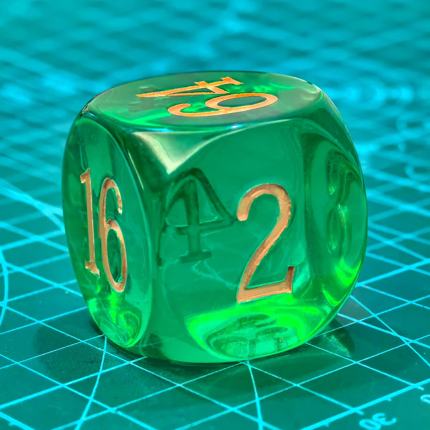 Big Translucent Backgammon Doubling Cube Dice 30MM, Large Backgammon Doubling Number Dice 1 3/16", Translucent Green - Image 3