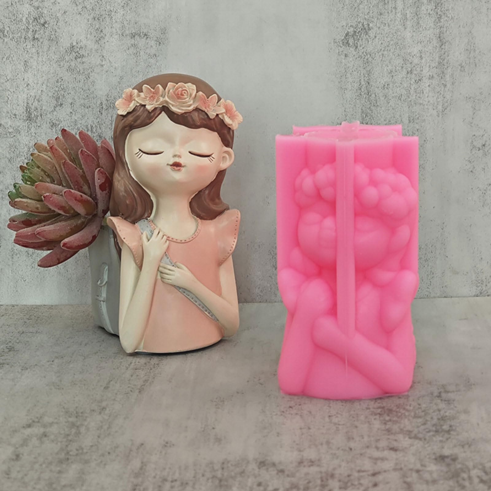 Ragazza Gesso Stampo in Silicone Fai da te Piante grasse Vaso fiori in cemento Vaso Gesso Stampo in cemento Argilla Portacandele Vaso fiori Stampi in resina Silicone