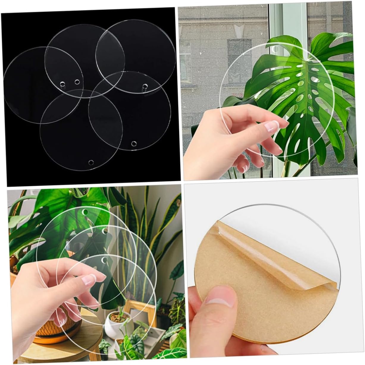 Uonlytech 16pcs Acrylic Discs Smooth Transparent Art Panels for Crafts for Holiday Decor and Creative Projects