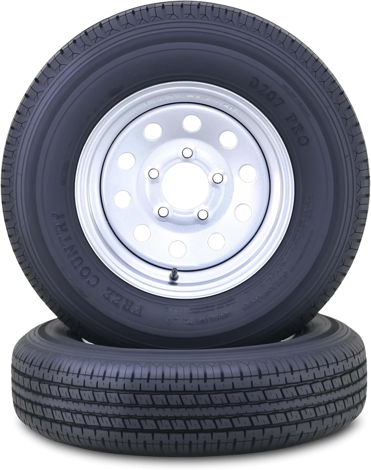 Free Country Trailer Tire Wheel Assembly ST185/80R13 8-Ply D 98N 5 Lug on 4.5" PCD Silver Mod Rim,SET 2