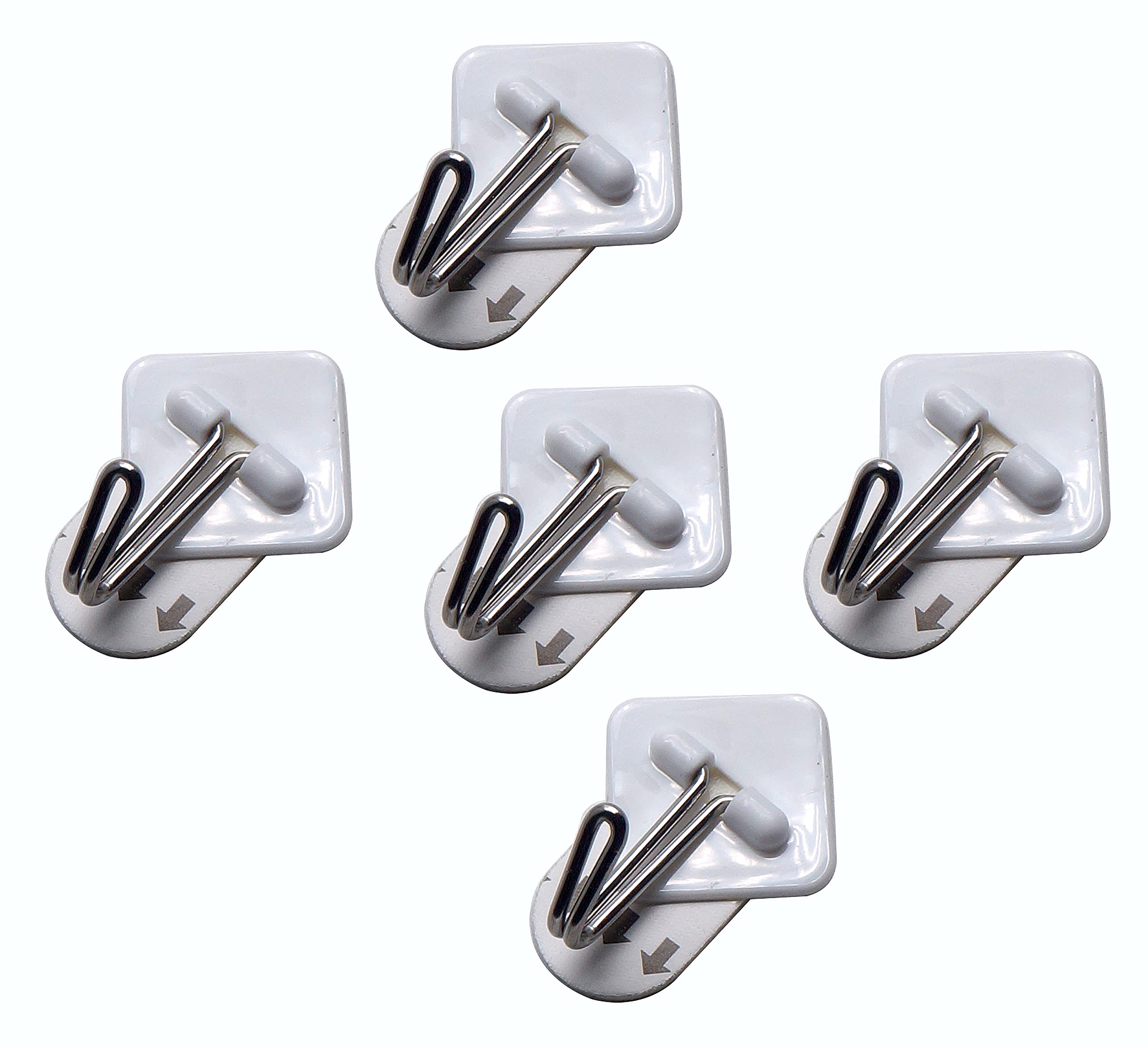 Amtech White W8305 5 Piece Small, Removable Self-Adhesive Metal Hook Set (3.4Cm X 3.4Cm)