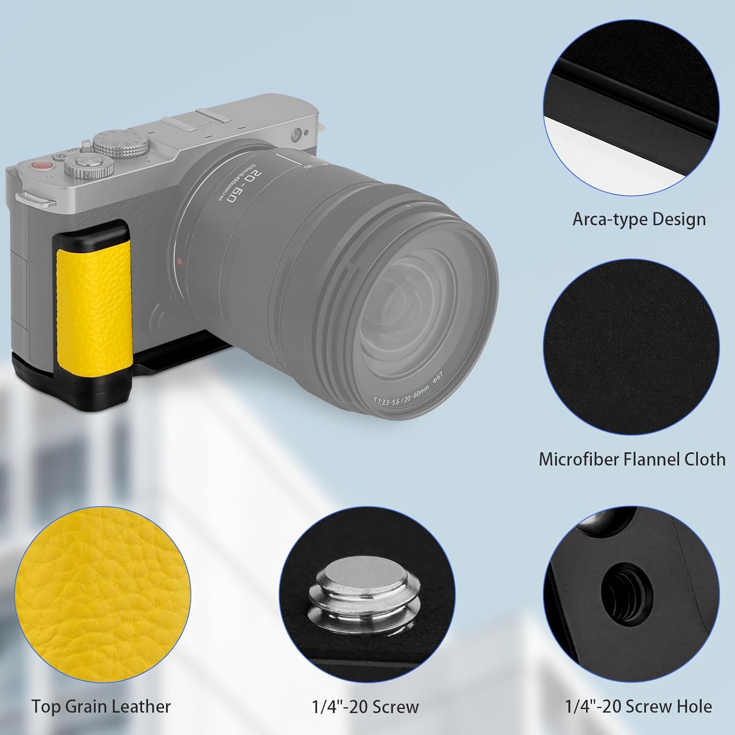 Haoge HG-S9-Y Handle HandGrip for Panasonic LUMIX S9 Camera Body S9K L-Shape Grip Bracket Yellow - Image 3