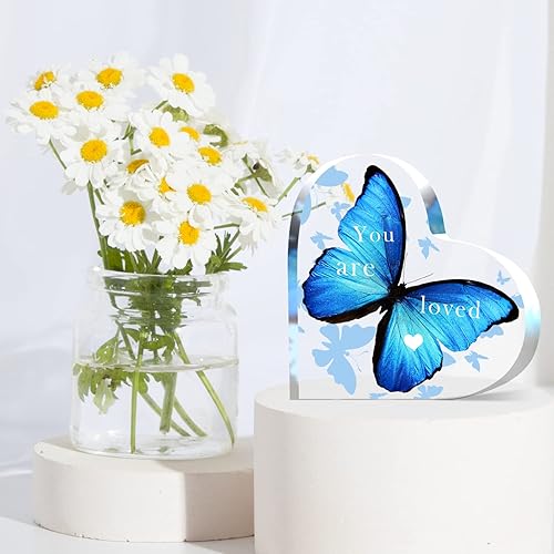 Miniatura 3 de Regalos de corazón de acrílico para mujeres, mariposas, decoración inspiradora de escritorio, mesas de recuerdo, centro de mesa, regalo de