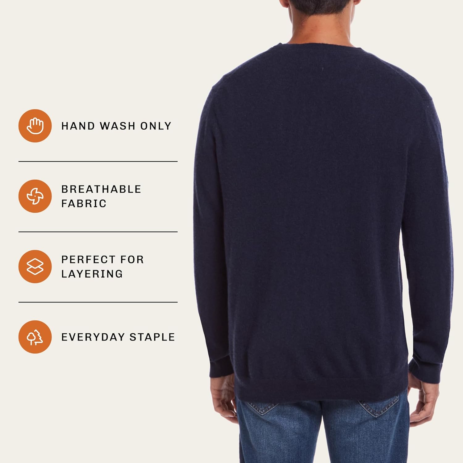 Weatherproof Vintage Men’s 100% Pure Cashmere Sweater Classic Long Sleeve Pullover - Image 4
