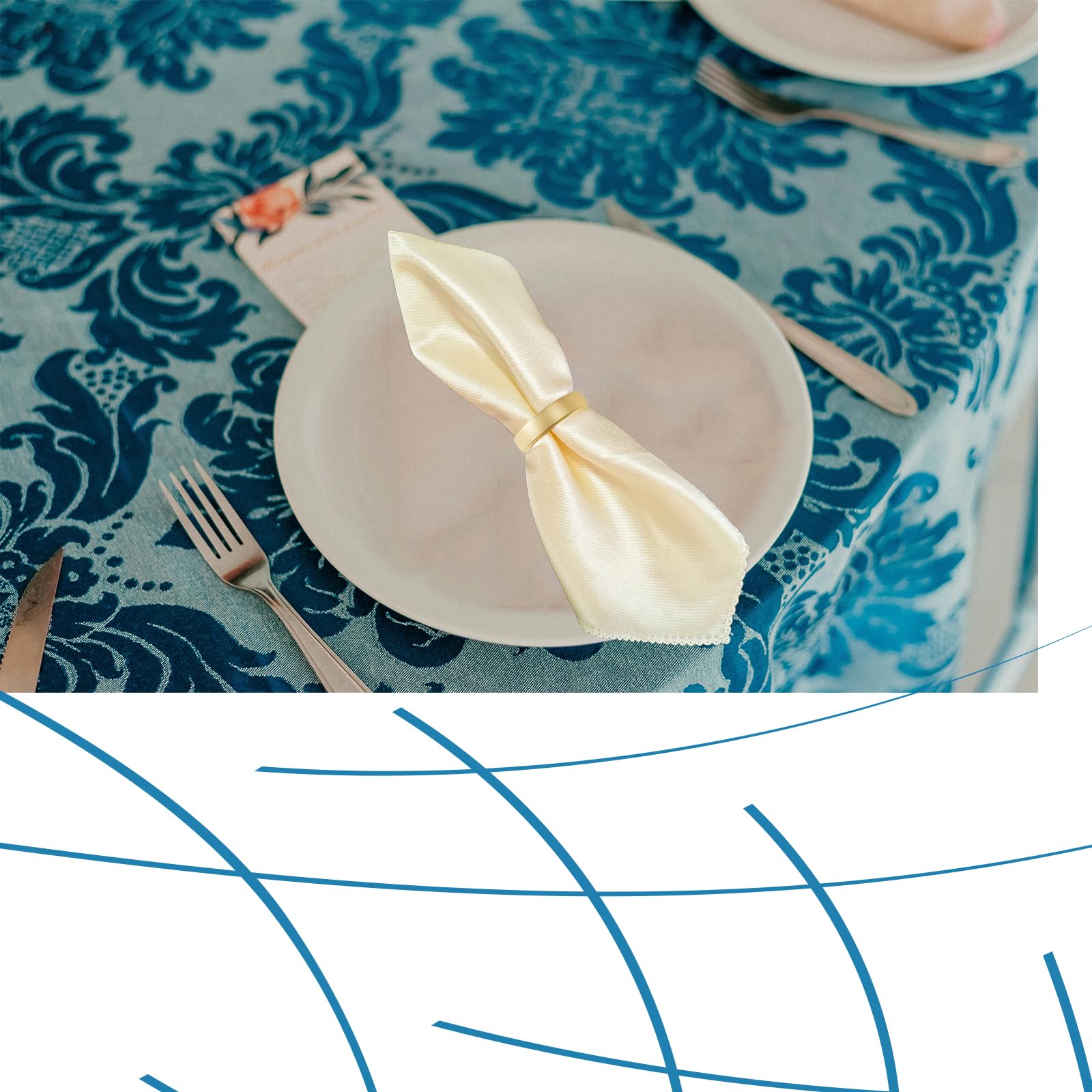 Lot de 80 ronds de serviette dorés en métal (demi-cercle) en acier inoxydable pour table de mariage, fête de Noël, dîner