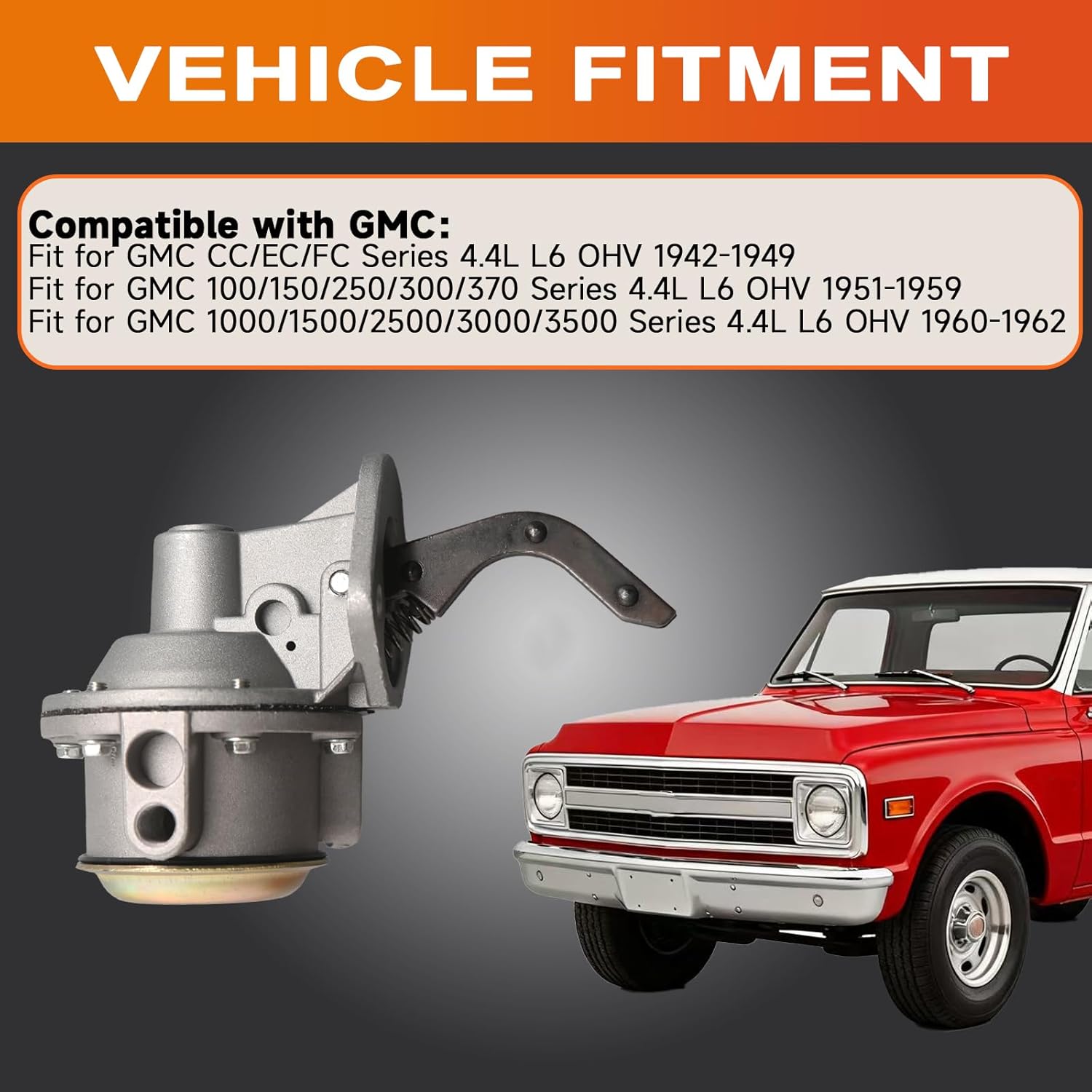 SP1344MP USMP01878 M16114 M16235 6440151 1523429 SP1065MP 602-1001 Mechanical Fuel Pump Compatible with GMC 100-3500 Series Trucks L6 1951-1962 Fit for Chevrolet Trucks L6 216Ci 235Ci 1937-1962