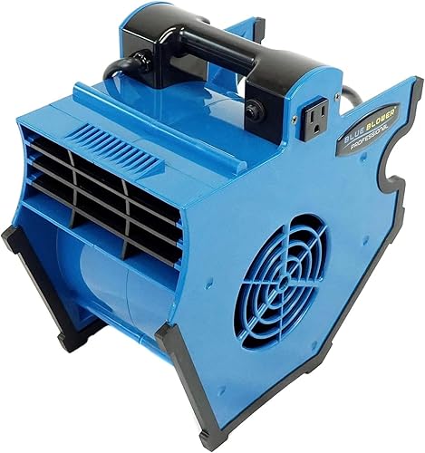 BLUE BLOWER 300 CFM 3 velocidades con 2 salidas integradas Ventilador de piso inclinable ajustable, soplador utilitario, secadora de suelo para