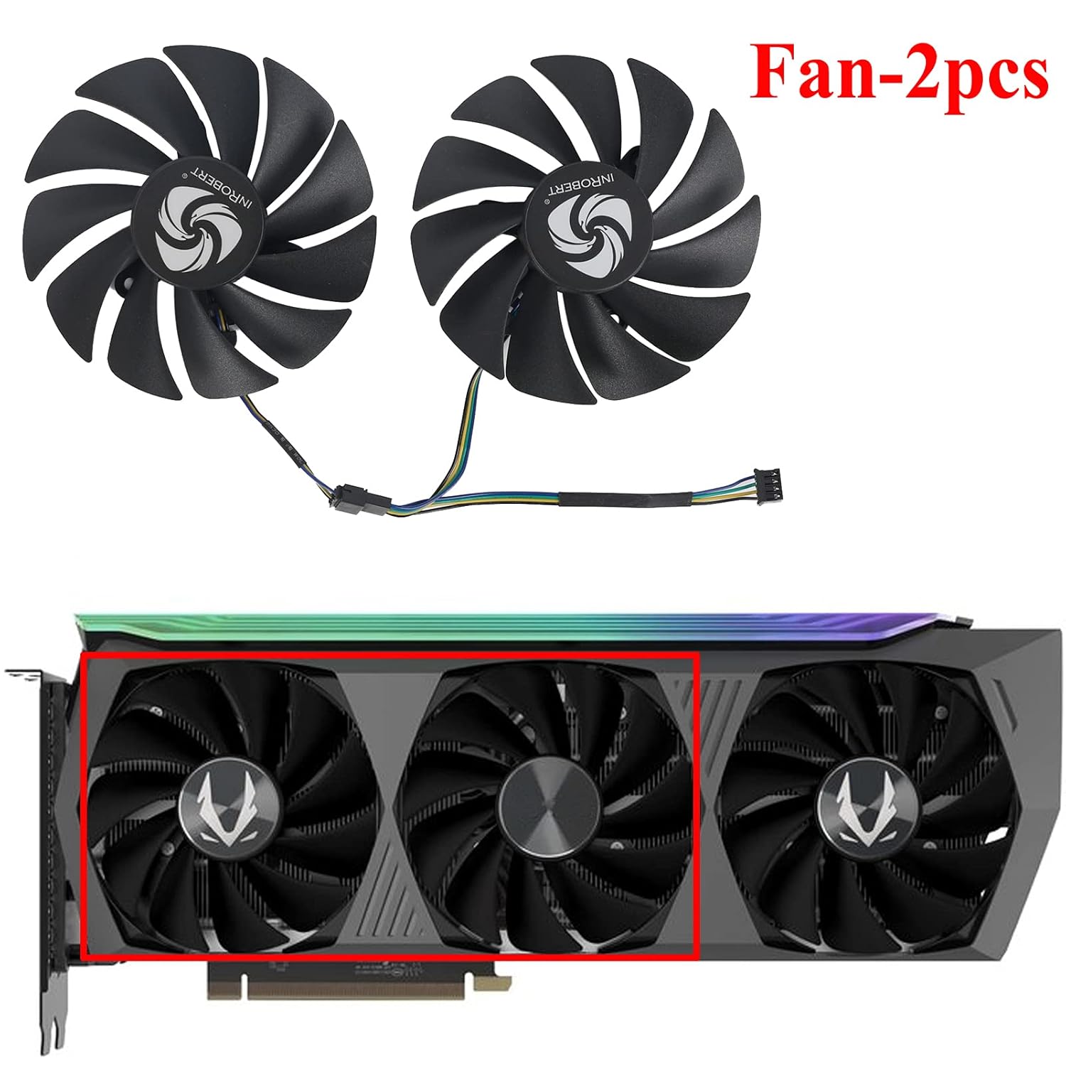 inRobert 88mm GA92S2U 12V 0.46A Graphics-Card-Fan-Replacement for Zotac-RTX-3070-3080-Ti-3090-AMP-Holo-GPU-Cooler (Fan-Full Set)