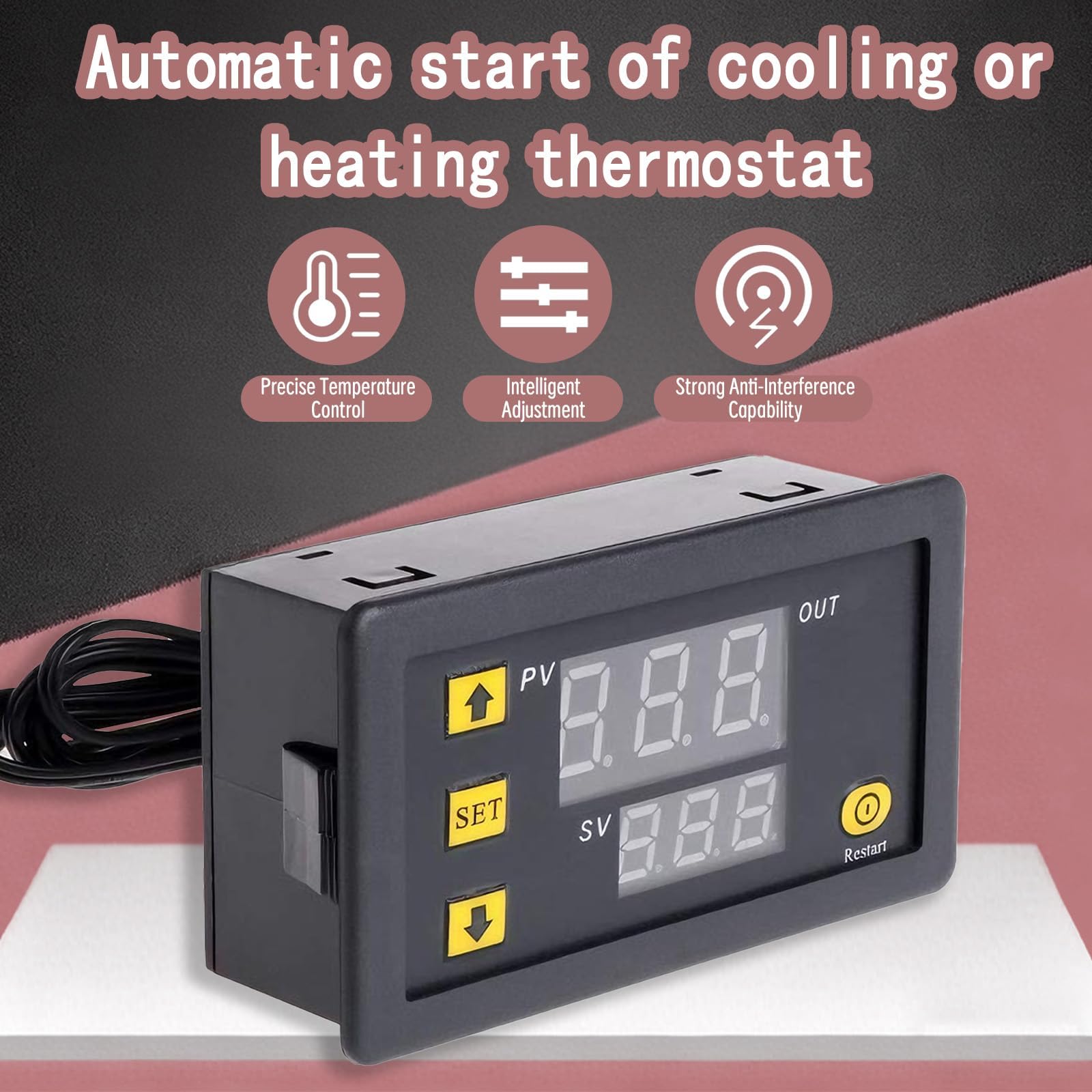 Regulator Temperatury Cyfrowy W3230, 2 Sztuki AC 110V-220V, Termostat z Wyświetlaczem LED 20A i Czujnikiem NTC 10K, Zakres Temperatury od -50℃ do 110℃, Idealny do Lodówek, Zamrażarek i Sy