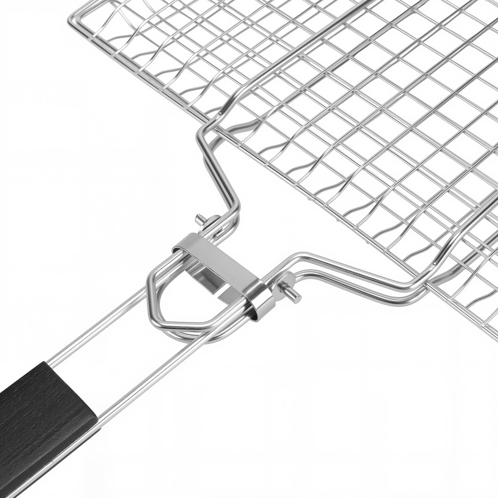 Lot de 2 paniers à barbecue pliables en acier inoxydable avec poignée amovible - 33,5 x 22 cm - Pour poissons, légumes