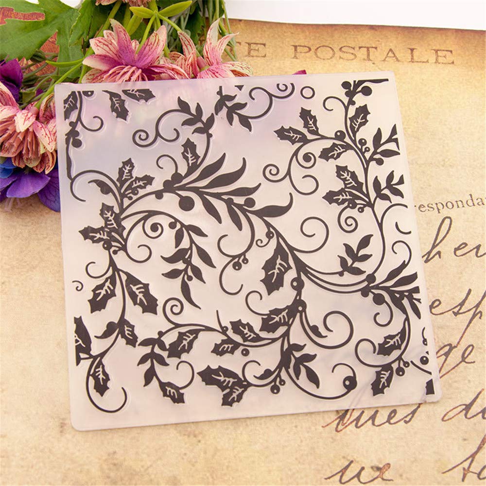 arriettycraft Christmas Berry Beans Branch Leaves Background Plastic Embossing Folders for Card Making Scrapbooking or Paper Crafts
