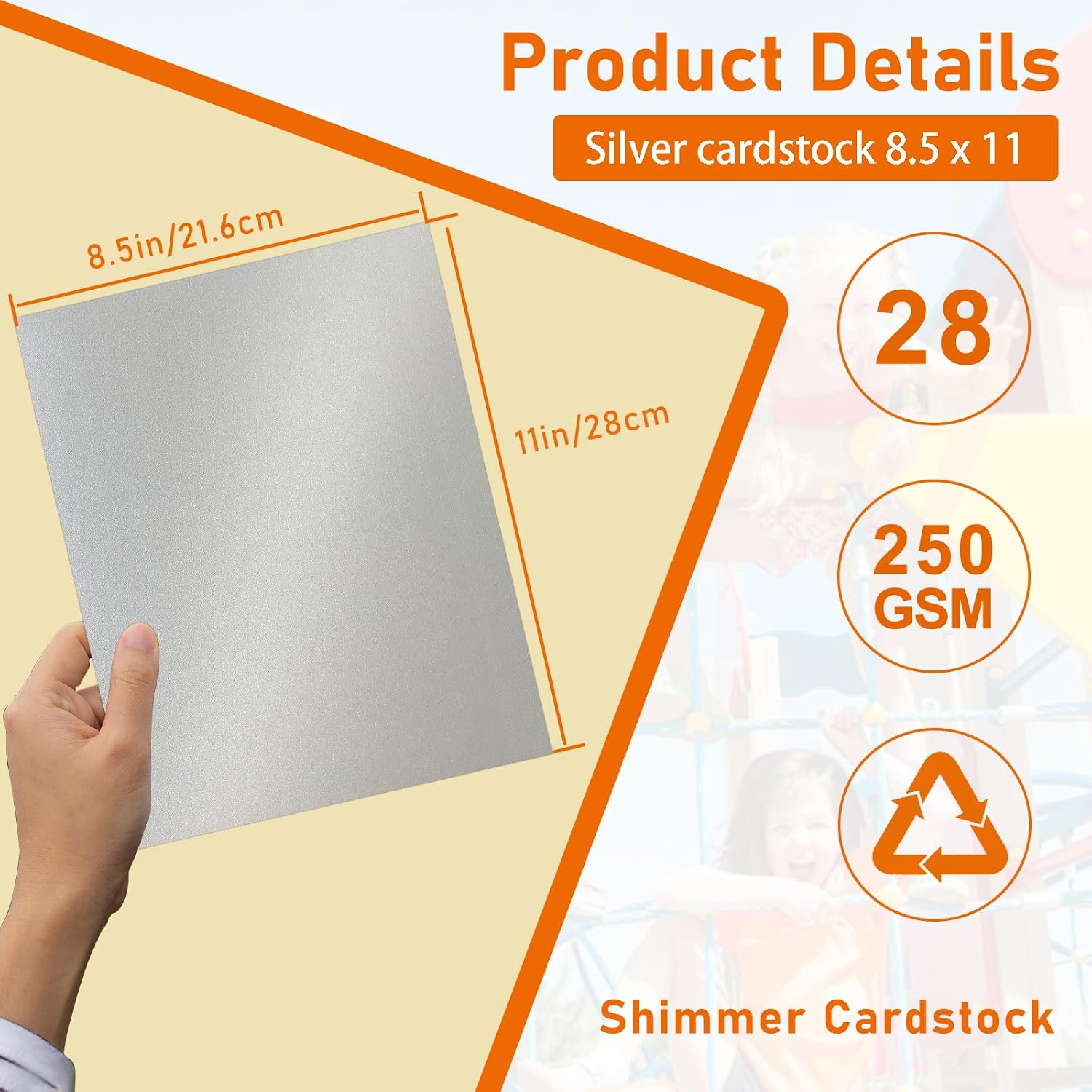 Guakicae 28 Sheets Silver Shimmer Cardstock 8.5 x 11 Craft Paper 92lb