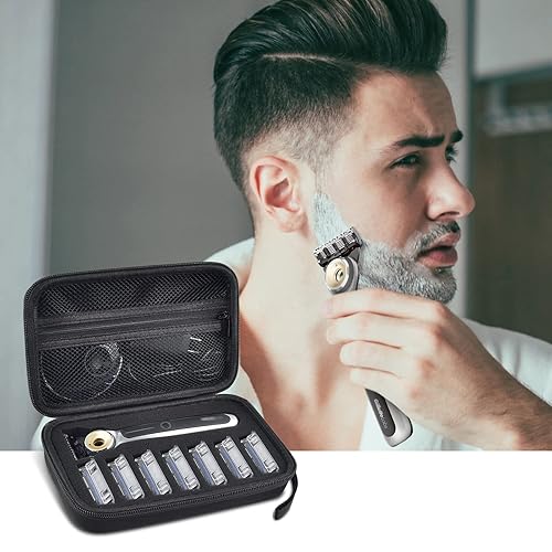 Vista 14 de PAIYULE Funda de viaje compatible con Gillette con calefacción, kit de afeitado para hombres, soporte de almacenamiento para recambios de cuchilla