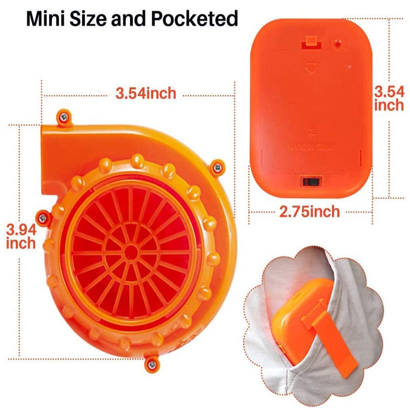 Ventilador Soplador para Disfraz de Dinosaurio o Cabeza de Mascota U de Disfraces Inflables, Naranja