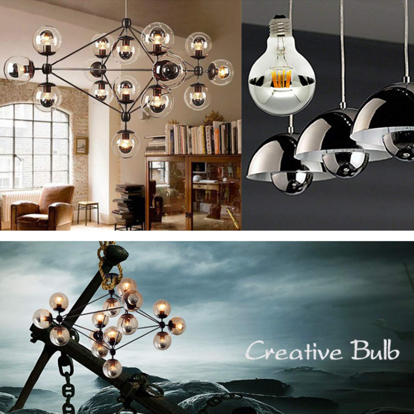 Lampe semi-chrome 4 W G45 à intensité variable, blanc chaud 00 K équivalent 40 W, ampoule rétro à filament LED 400 lm, avec miroir argenté, utilisée dans les restaurants d'intérieur, 4 paquets, arge