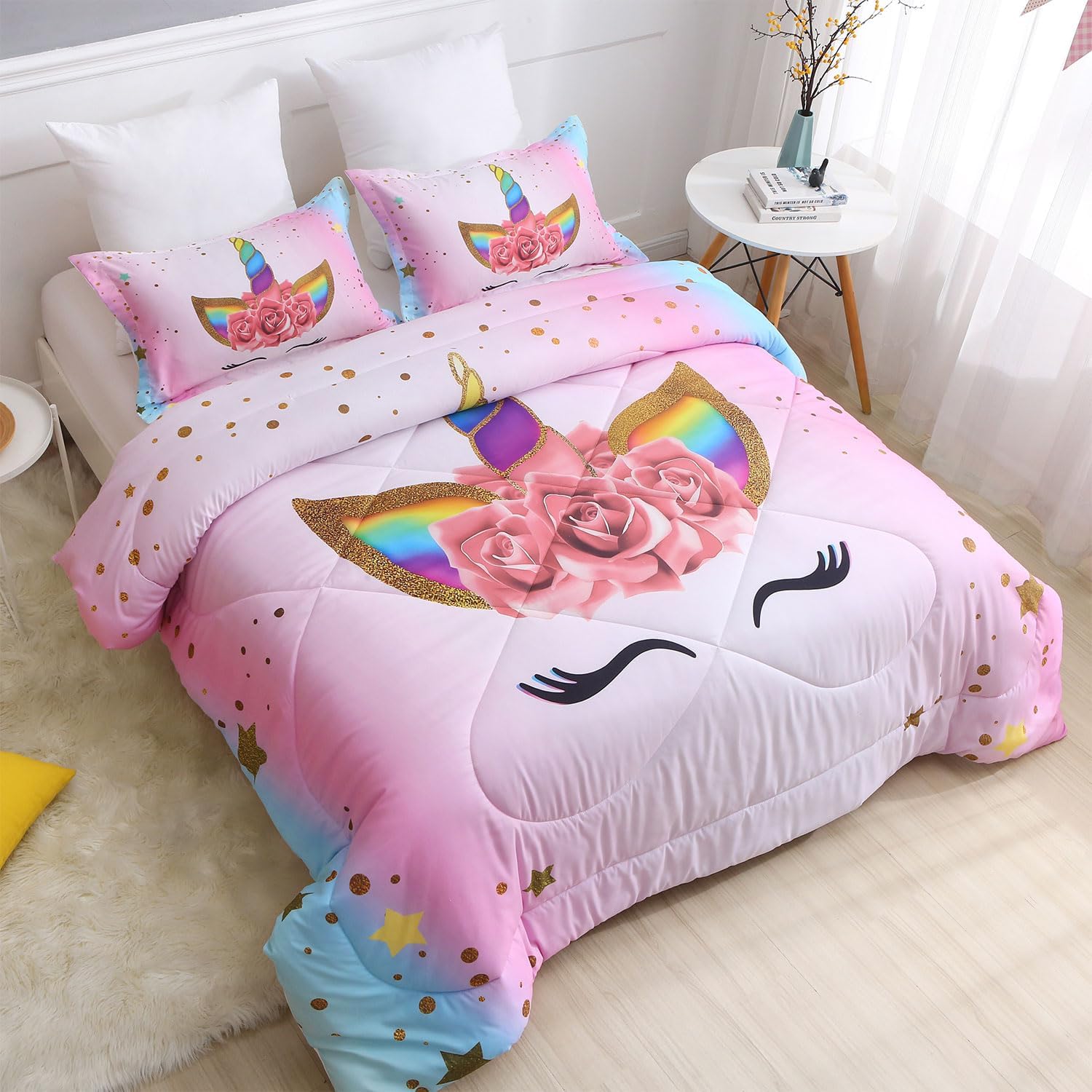 Kids Unicorn Bedding Set Twin Size, Pink Rainbow Tunisia Ubuy