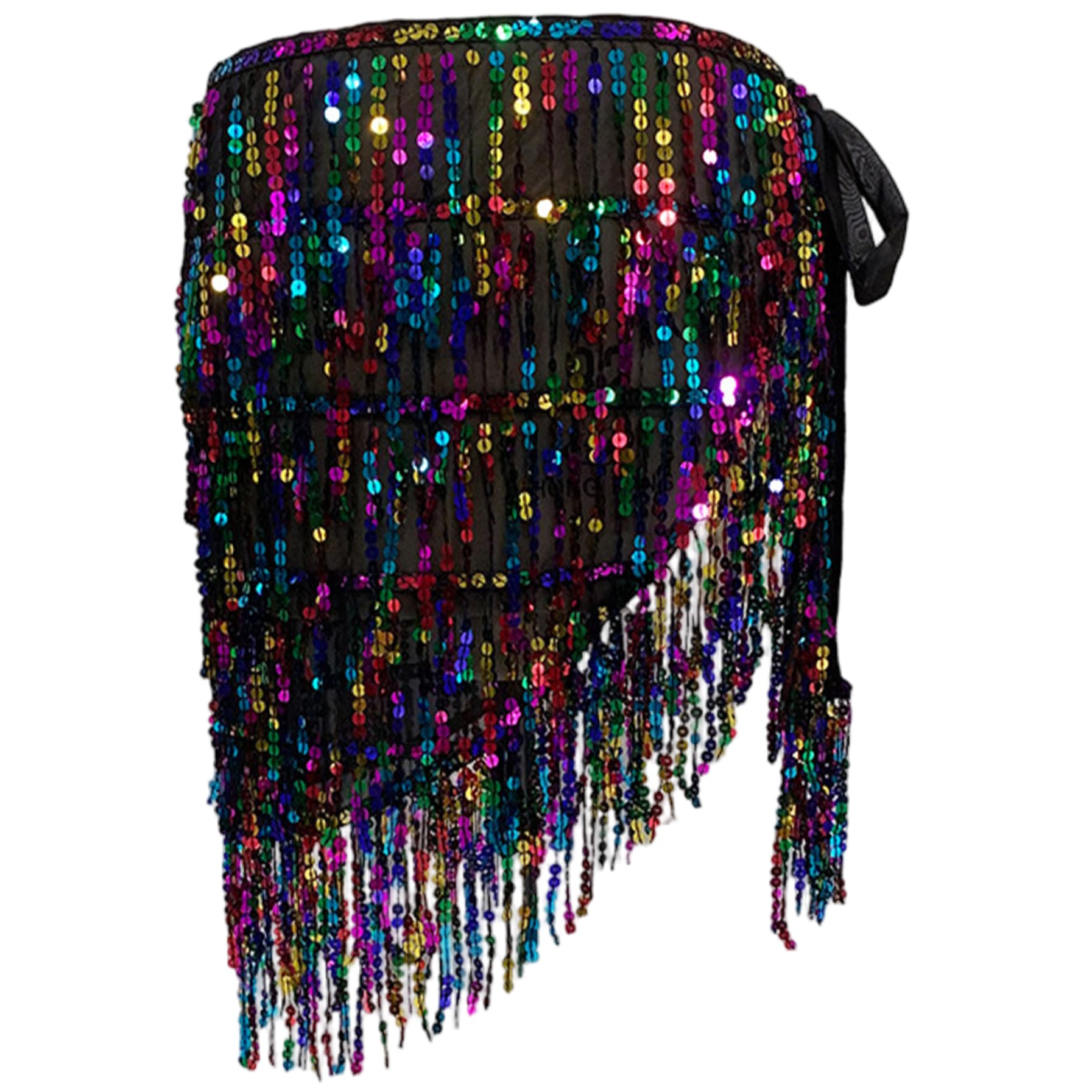 Écharpe à la Hanche de la Danse du Ventre Quatre Couches Bling Paillettes de la Jupe Danse Ventre