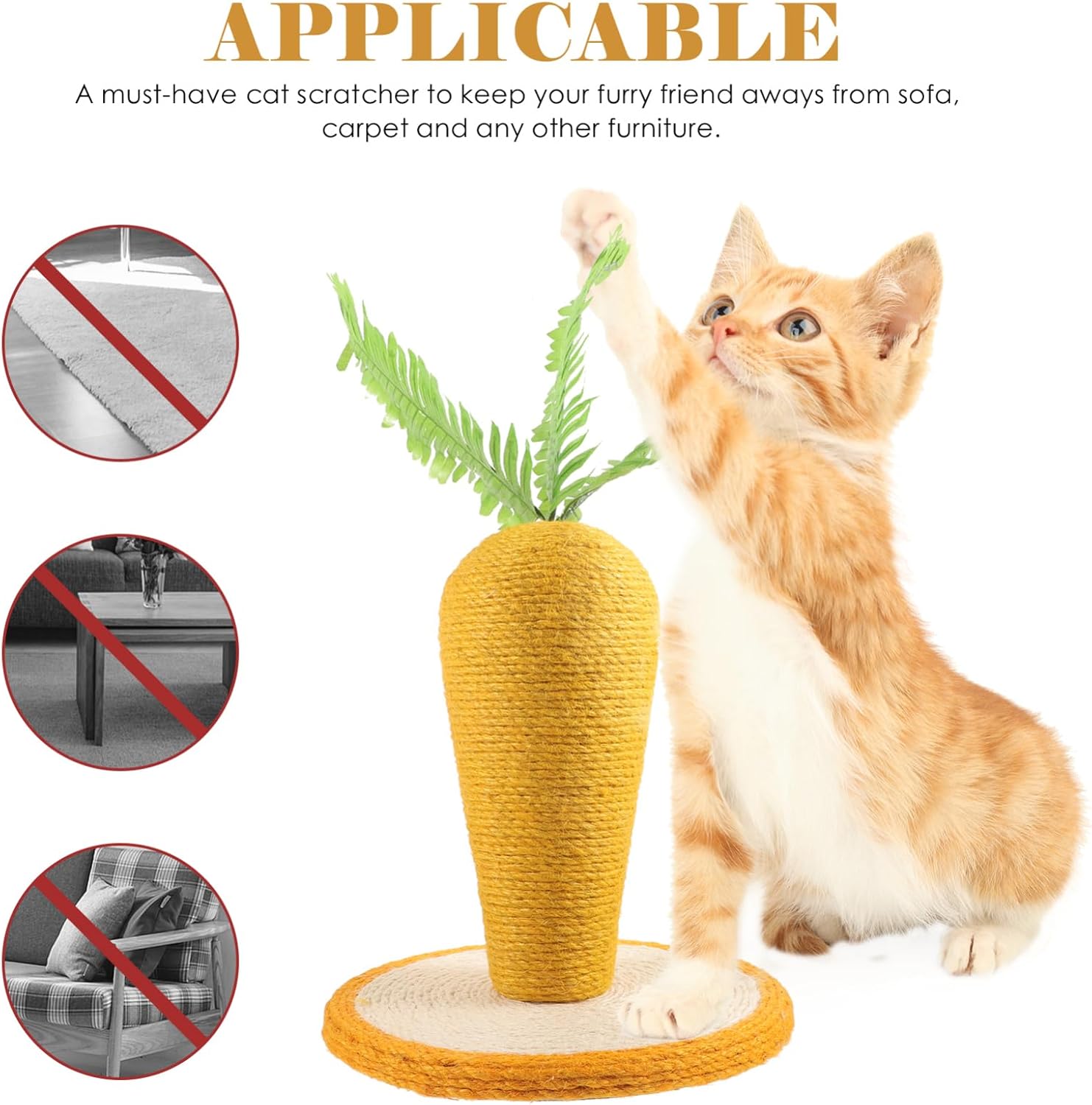Carrot Shaped Cat Scratching Board with Thick Base for Indoor Cats Durable for Scratching and Playing Promotes Healthy Claws and Exercise