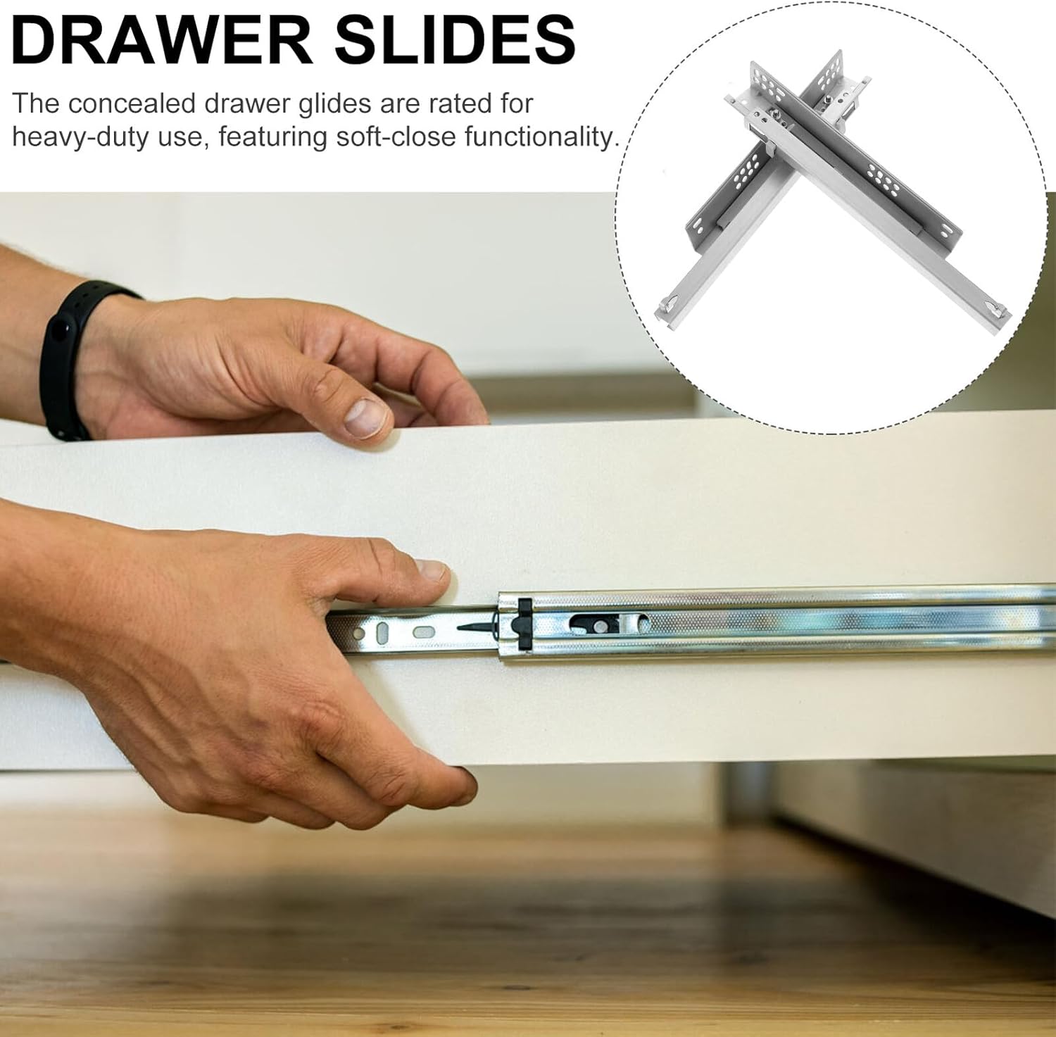 2pcs Softer Close Cabinet Drawer Slides Concealed Mount Buffer Damper Rails for Smooth Quiet Drawer Operation Replacement Runners for Residential and Commercial Use