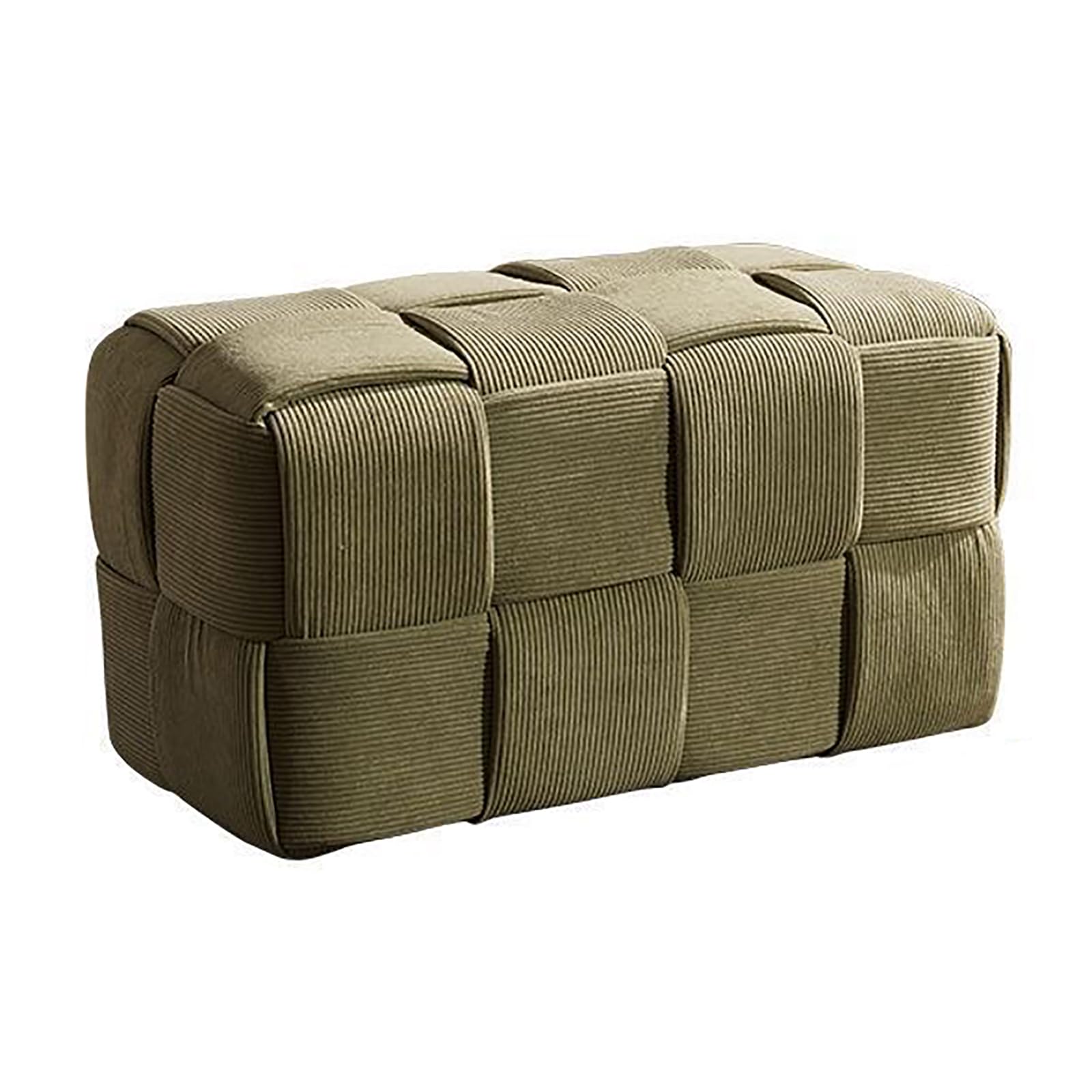 Pouf de Coiffeuse en Velours Vert Matcha pour Chambre et Salon Moderne