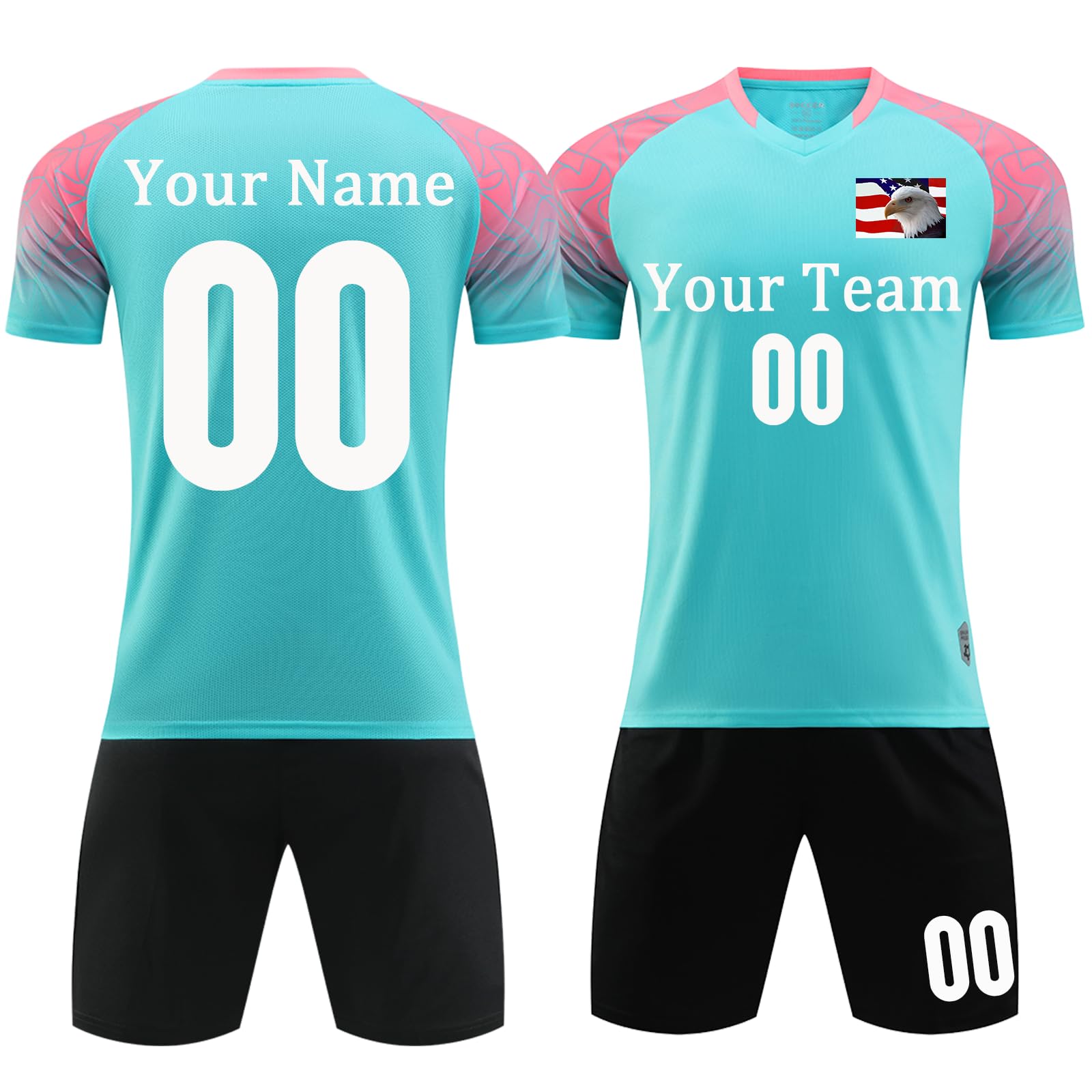 OPUTWDF Custom Soccer Jerseys Shirts Shorts for Men Women Youth Personalized Athletic Soccer Shirts Soccer Uniform Blue