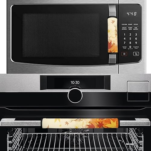 Miniatura 3 de Fundas para manija de puerta de refrigerador con hojas de arce de Acción de Gracias, protector de manija de puerta de refrigerador, lavavajillas,