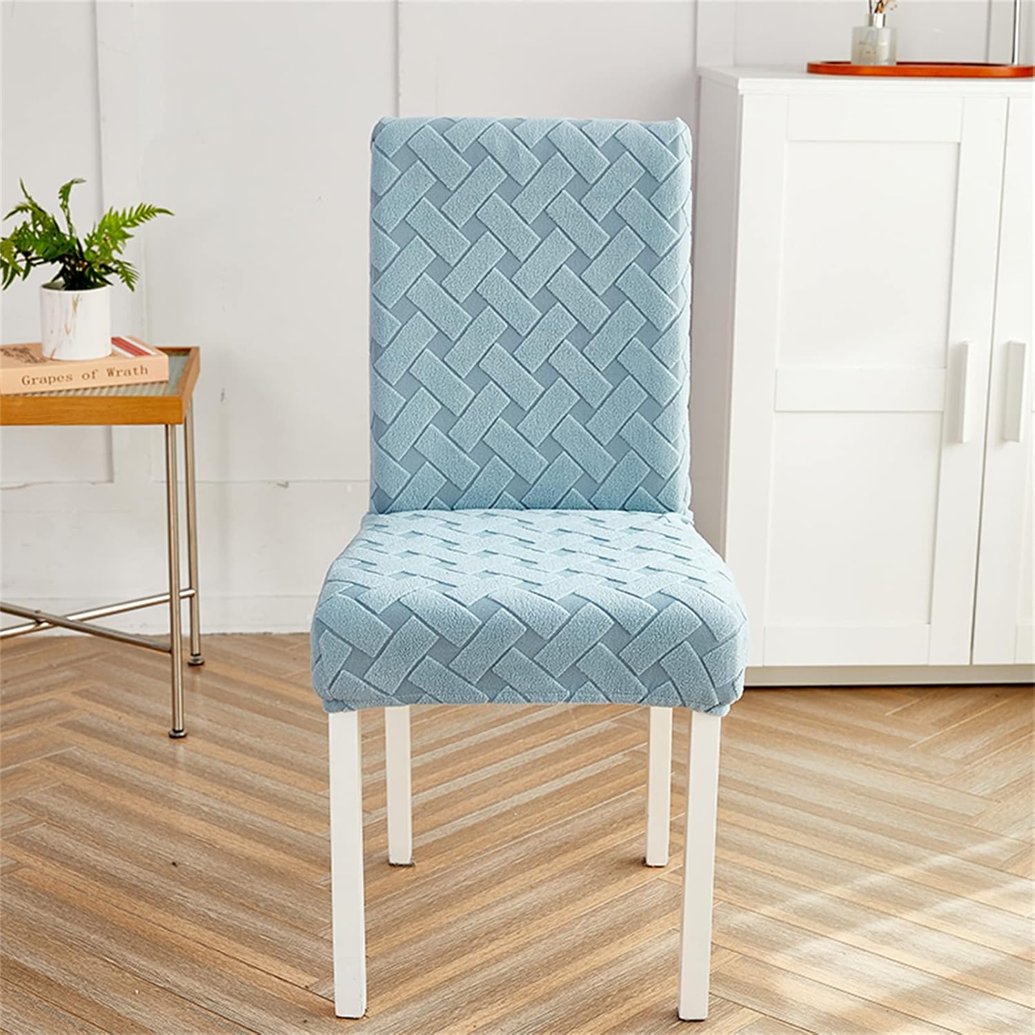 Stretch Dining Chair Covers High Back Dining Chair Slipcover Removable Seat Protector for Dining Room Kitchen Hotel Party (Light Blue,Set of 2)