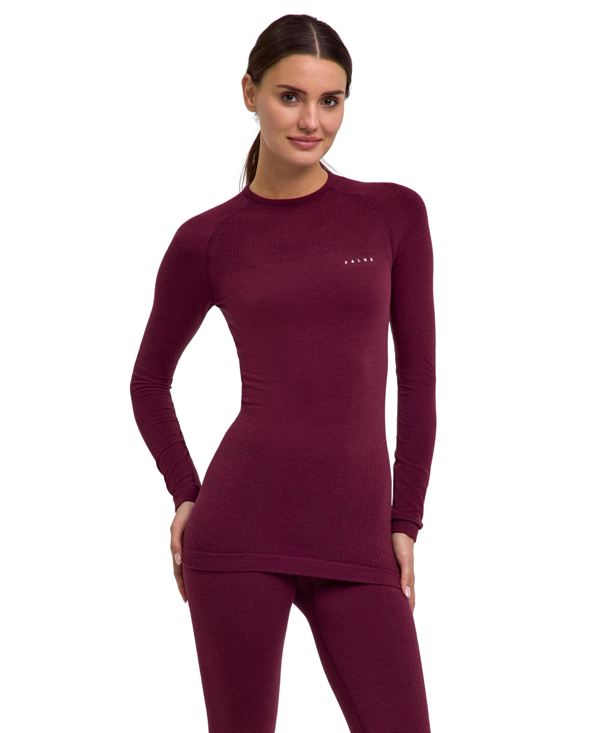 FALKE Damen Wool-Tech Protective Funktionsshirt Langarm atmungsaktiv klimaregulierende Wolle Funktionsmaterial kalte bis sehr kalte Temperaturen Polster an Schultern und Taille beim Rucksack 1 Stück