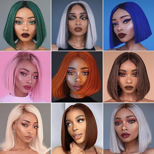 Miniatura 5 de Fyfoerlin Peluca de cabello humano de color natural, cabello humano corto estilo Bob, encaje frontal de 13 x 4, pelucas de cabello humano