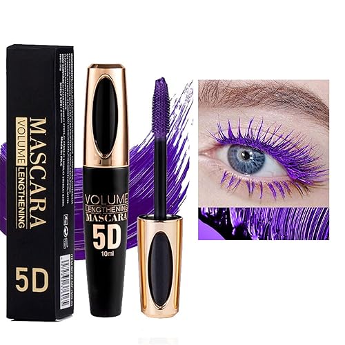 Vista 20 de Máscara impermeable azul para pestañas – Pestañas de fibra de seda 5D, larga duración, a prueba de manchas, alargamiento, definición, rizado, #4 Bule