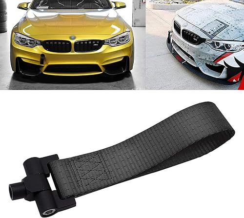 Xotic Tech - Correa de remolque negra con adaptador de orificio de remolque compatible con BMW X1 X3 X4 X5 X6 2 3 4 5 Series E36 E46 E90 E91 E92 E93