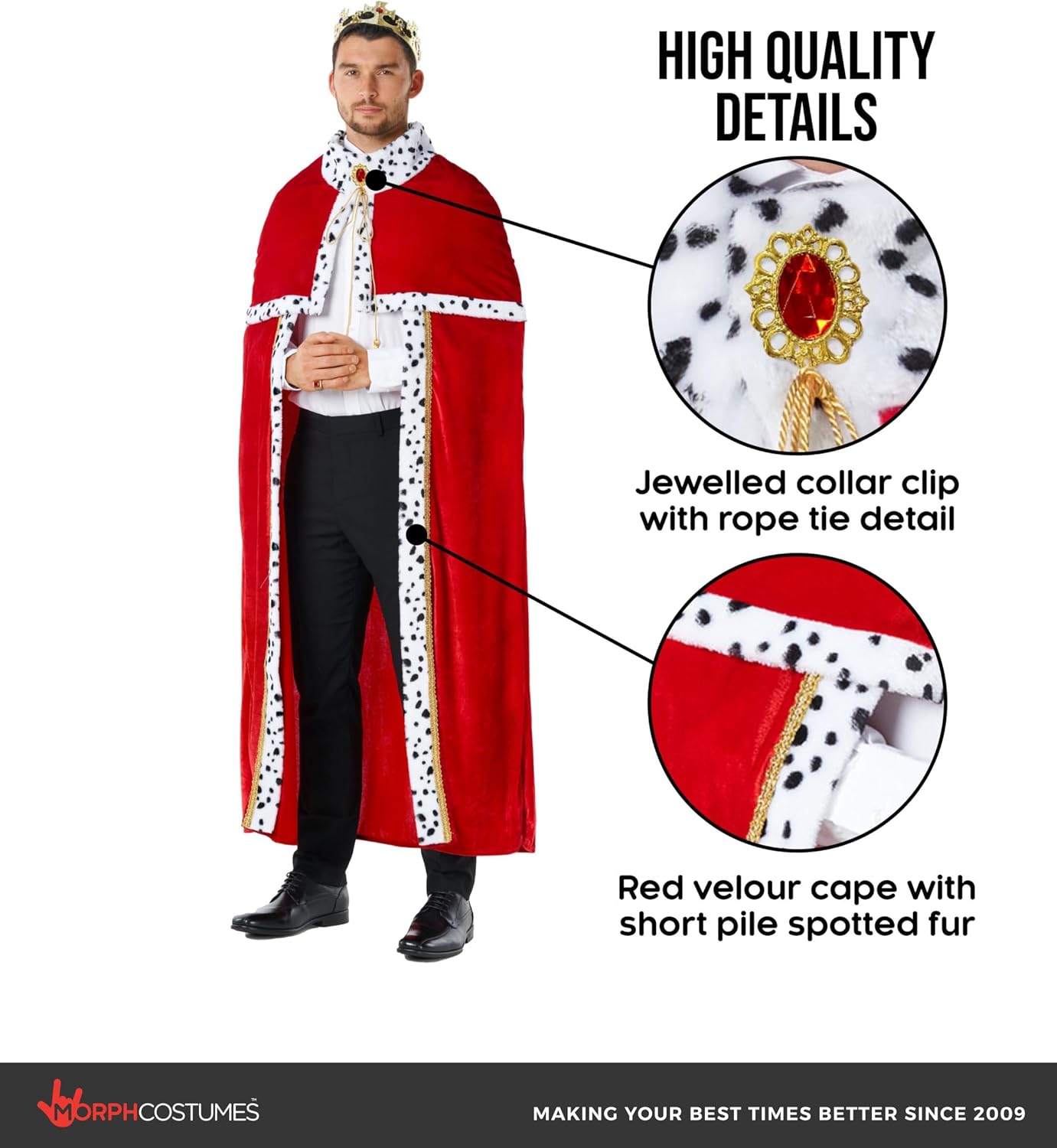 Morph King Costume For Men, King Robe, Adult Man Kings Of Hearts Costume, Men Halloween Costumes Adult