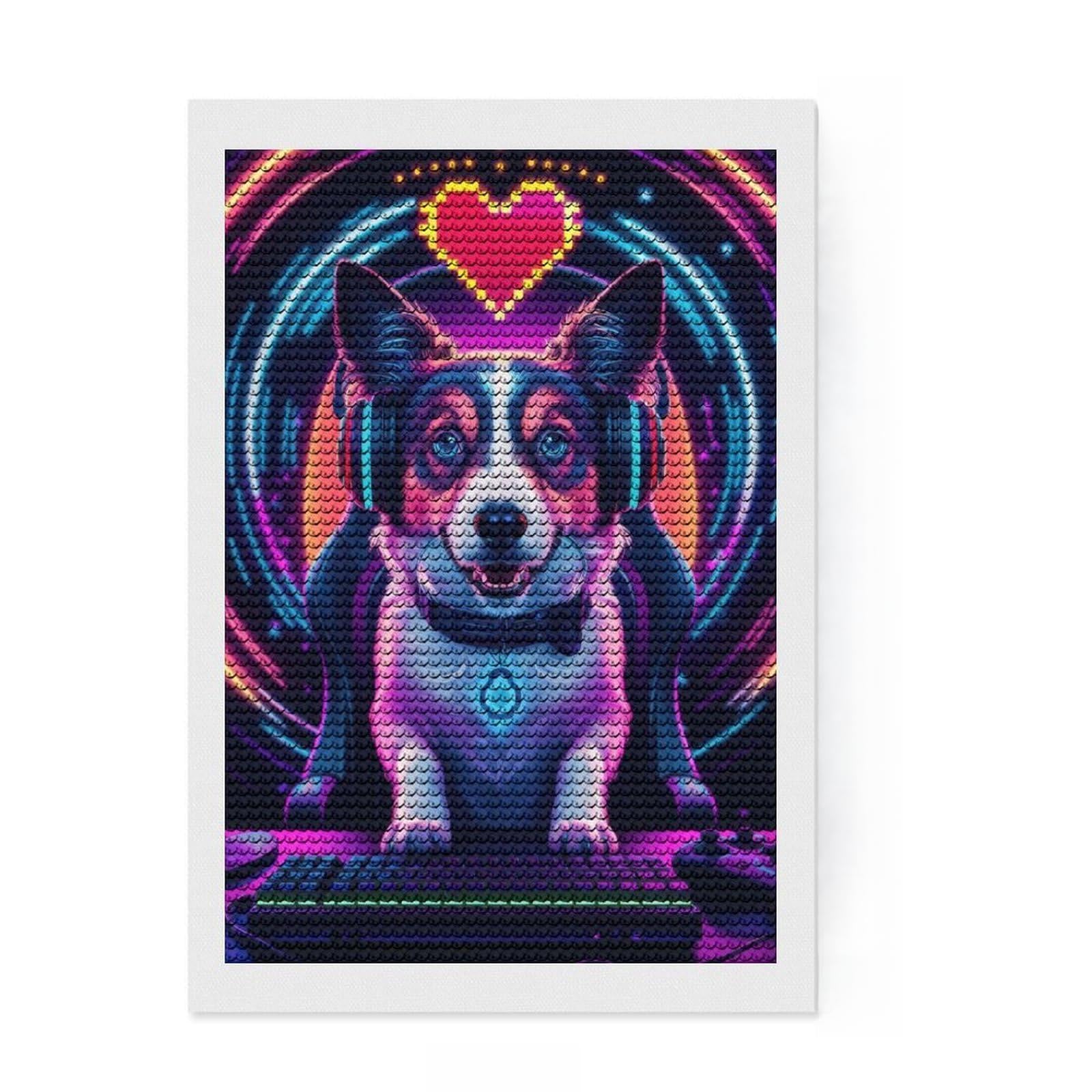 Junmoney Dog Gaming Dogs Diamond Painting Set 8"x12", Mindful Craft Project, Cute Room Decor, with Tool Kit, Artistic Hobby, Modern Decor