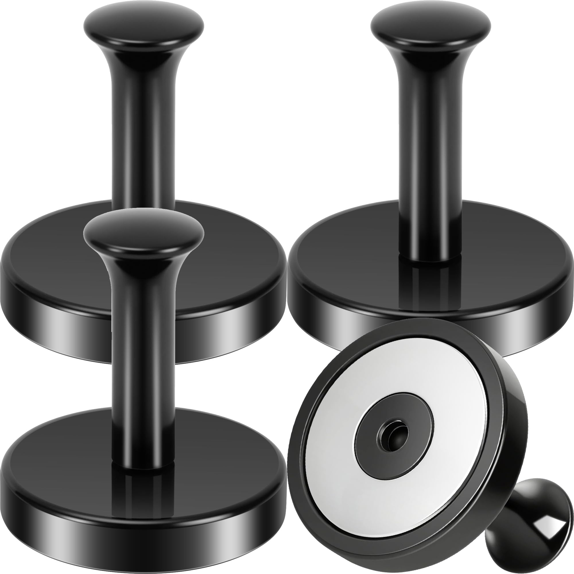 Neosmuk Magnetic Hook,130lb Strong Extra Heavy Duty Magnet Hooks,Magnetic Wreath Hanger/Holder for Metal Doors,Coat, Purse,Towel,Stocking,Cruise Cabin,Black,4 Pack