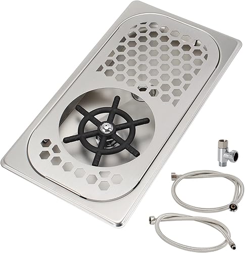 DIBTSA Enjuagadora de jarra, enjuague de café expreso con aerosol, bandeja de drenaje y goteo, enjuague de vidrio de barra de acero inoxidable para