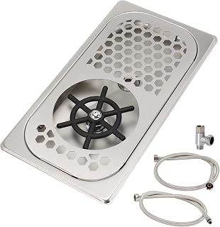 DIBTSA Pitcher Rinser, Espresso Rinser with Spray, Drain and Drip Tray, Stainless Steel Bar Glass Rinser for Sink, Cup Washer for Home Kitchen Hotel Cafe Restaurant (12.8x6.9x1.06 Inch)