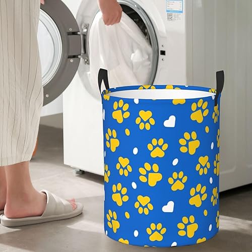 Miniatura 2 de AFHYZY Paw Laundry Hamper Large Collapsible Laundry Baskets with Handles Easy Carry Round Storage Basket Dirty Clothes Hamper Blanket Basket for