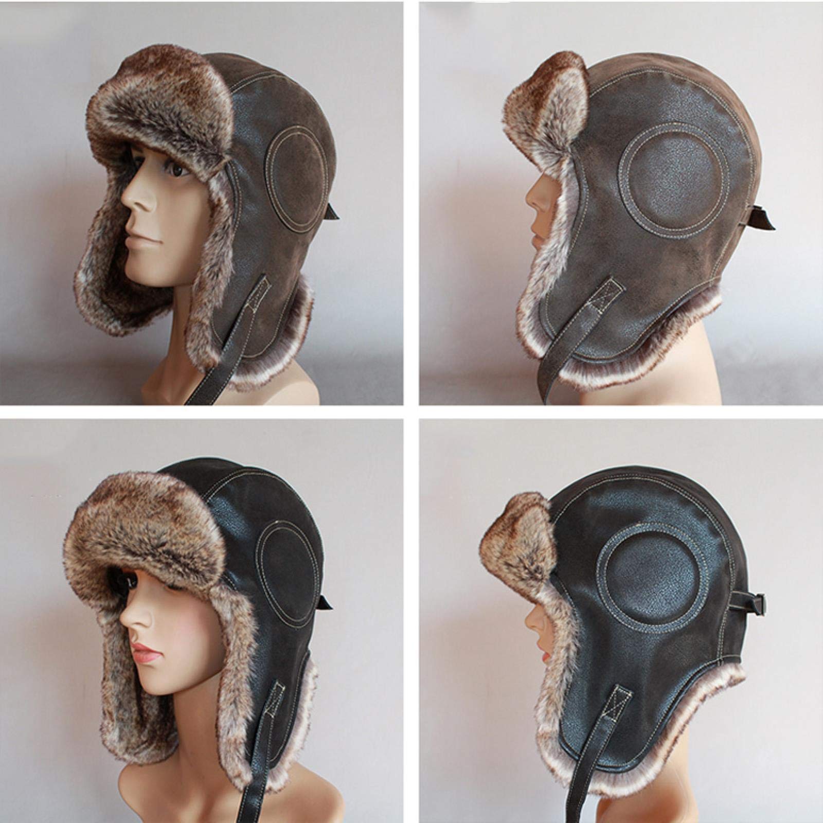 Chapka Hiver Unisexe NONMON - Bonnet Trappeur Russe Fausse Fourrure Avec Masque Amovible - Coupe-Vent Étanché Ski