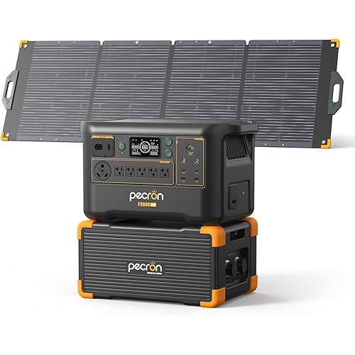 Pecron Portable Power Station F3000LFP with 3840Wh Extra Battery, 200W Solar Panel*1, 3072Wh Solar Camping Generator, 3600W Solar Generator for RV, Home Use, CPAP