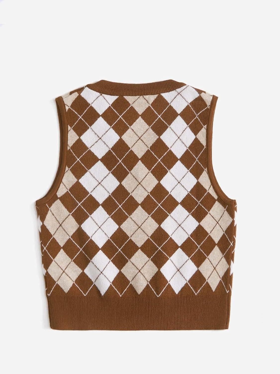 Floerns Women's V Neck Argyle Pattern Sleeveless Sweater Vest Knitted Top - Image 2
