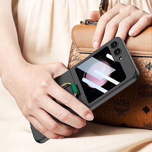 Miniatura 7 de DALUZ Funda protectora para Samsung Galaxy Z Flip 5, a prueba de golpes, para Galaxy Z Flip 5, con correa para la muñeca, anillo de atril, pantalla
