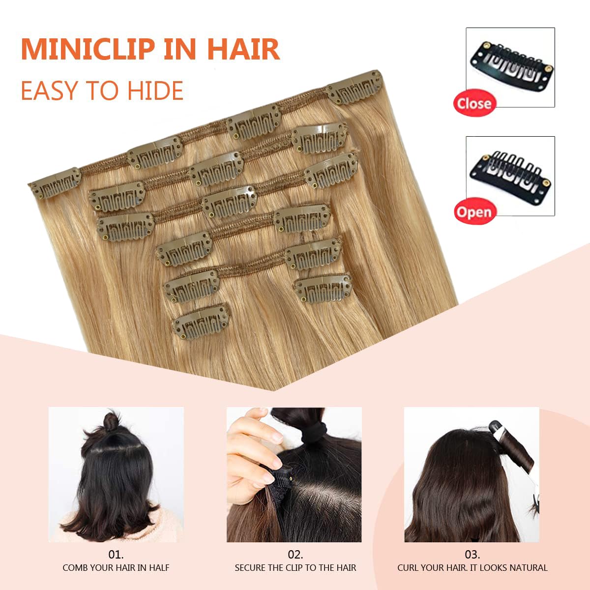 18 inch Clip in Human Hair Honey Blonde Amazon.com : WindTouch Clip In Hair Extensions Human Hair  main image 2