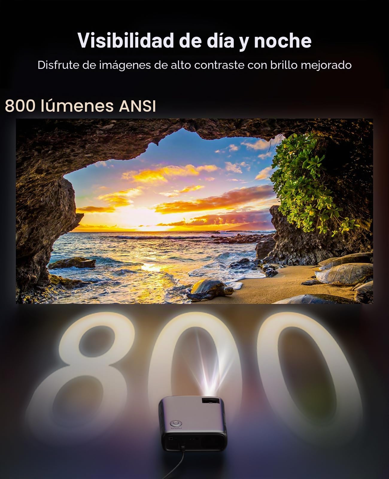 NexiGo Proyector PJ40 Pro con Google TV, resolución nativa 1080p, compatibilidad con 4K, Mejora de Imagen Mediante IA, 800 lúmenes ANSI, proyector Inteligente con corrección automática de Keystone