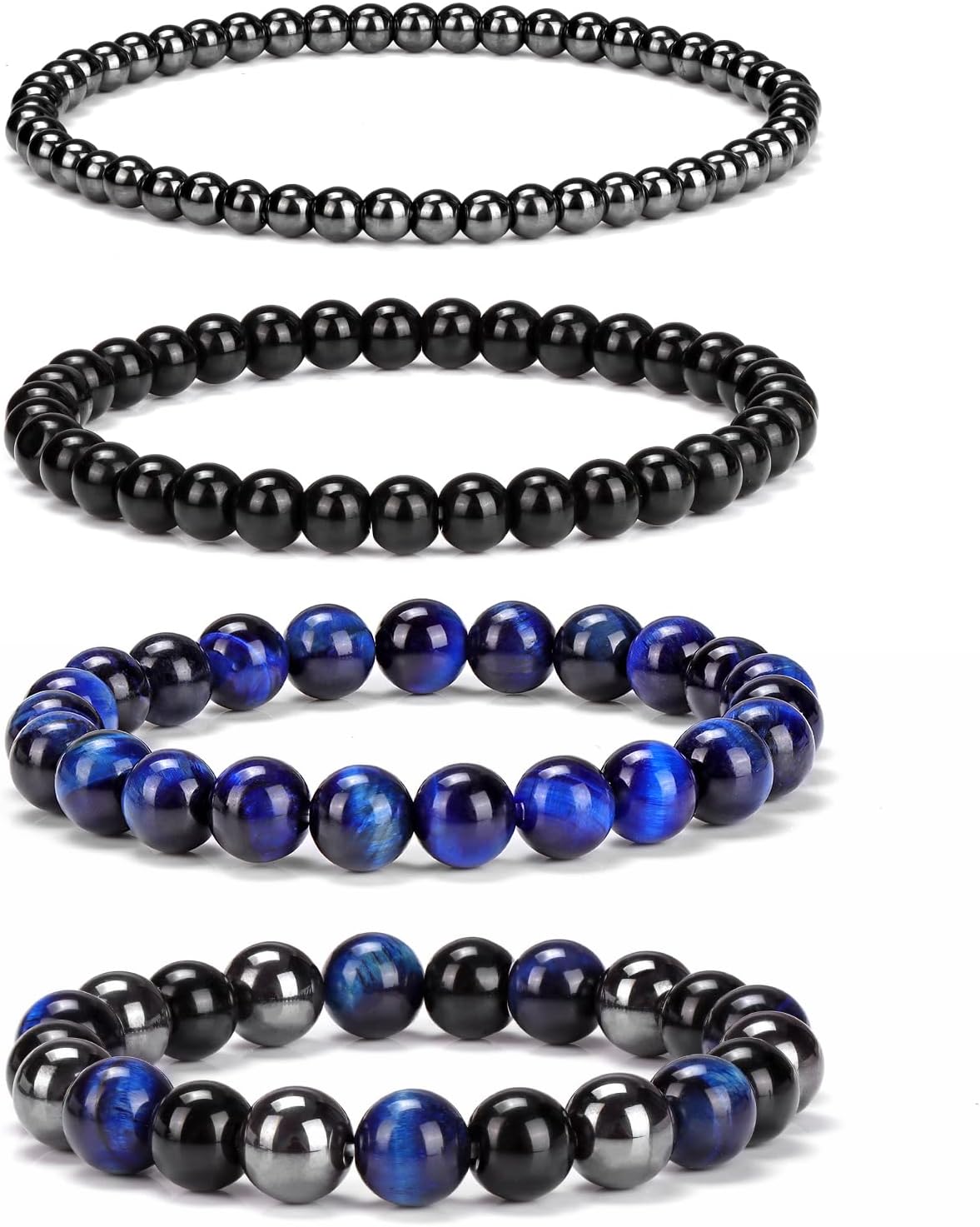 4pcs Beaded Bracelets for Women,Natural Healing Crystal Gemstones Bracelet,Anxiety Stress Relief Bracelet Handmade purple Jewelry Gifts for Women