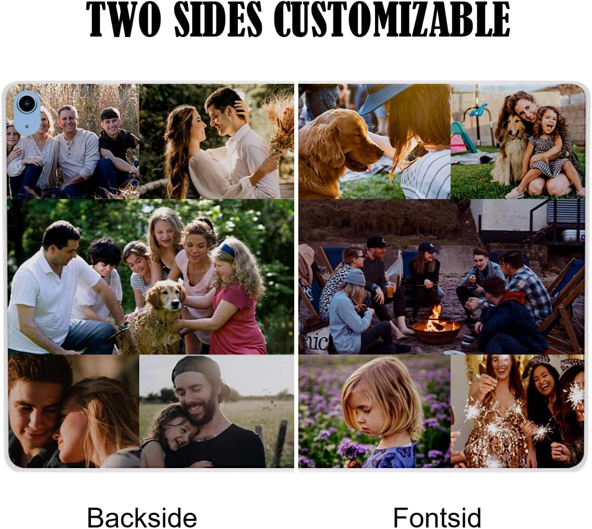 Personalized Customized Case for iPad(A16) 11th Gen 11 Inch 2025 (Model:A3354 A3355 A3356),Shockproof Durable Anti-Scratch Leather Flip Cover,Custom Multi-Picture Collage Photo Text,Auto Wake/Sleep