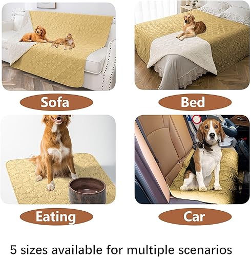 Miniatura 6 de Manta impermeable para perro, 82 x 102 pulgadas, fundas para sofá y cama, protector de muebles de perros, lavable y reversible, arena + crema